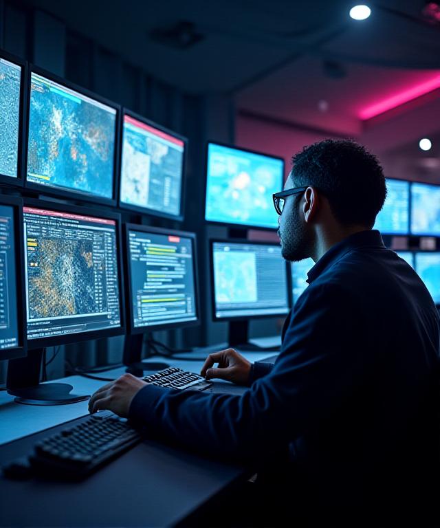 Modern logistics dispatch center with professional monitoring equipment